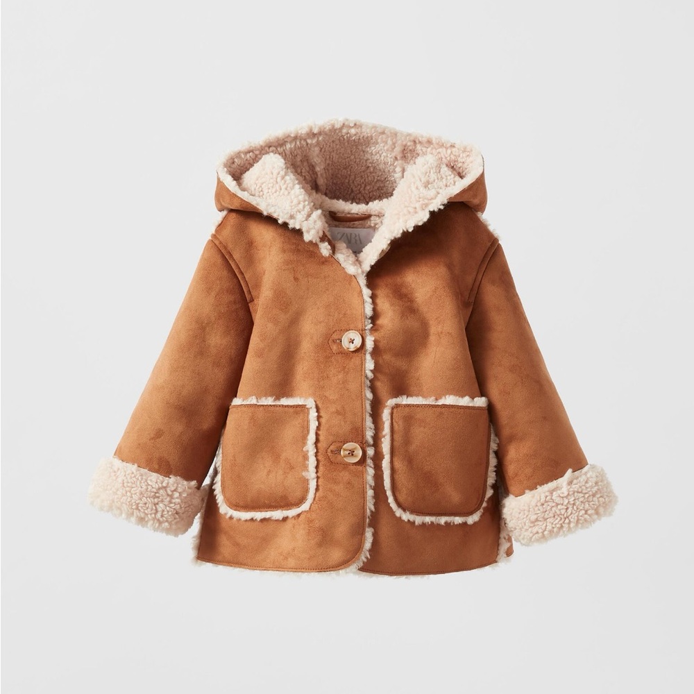 Zara double sided faux shearling coat size 12-18 month